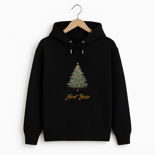 Happy New Year Yılbaşı Ağacı Desenli Yetişkin Sweatshirt