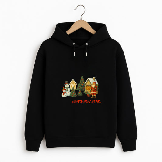 Happy New Year Nostaljik Noel Köyü Desenli Yetişkin Sweatshirt
