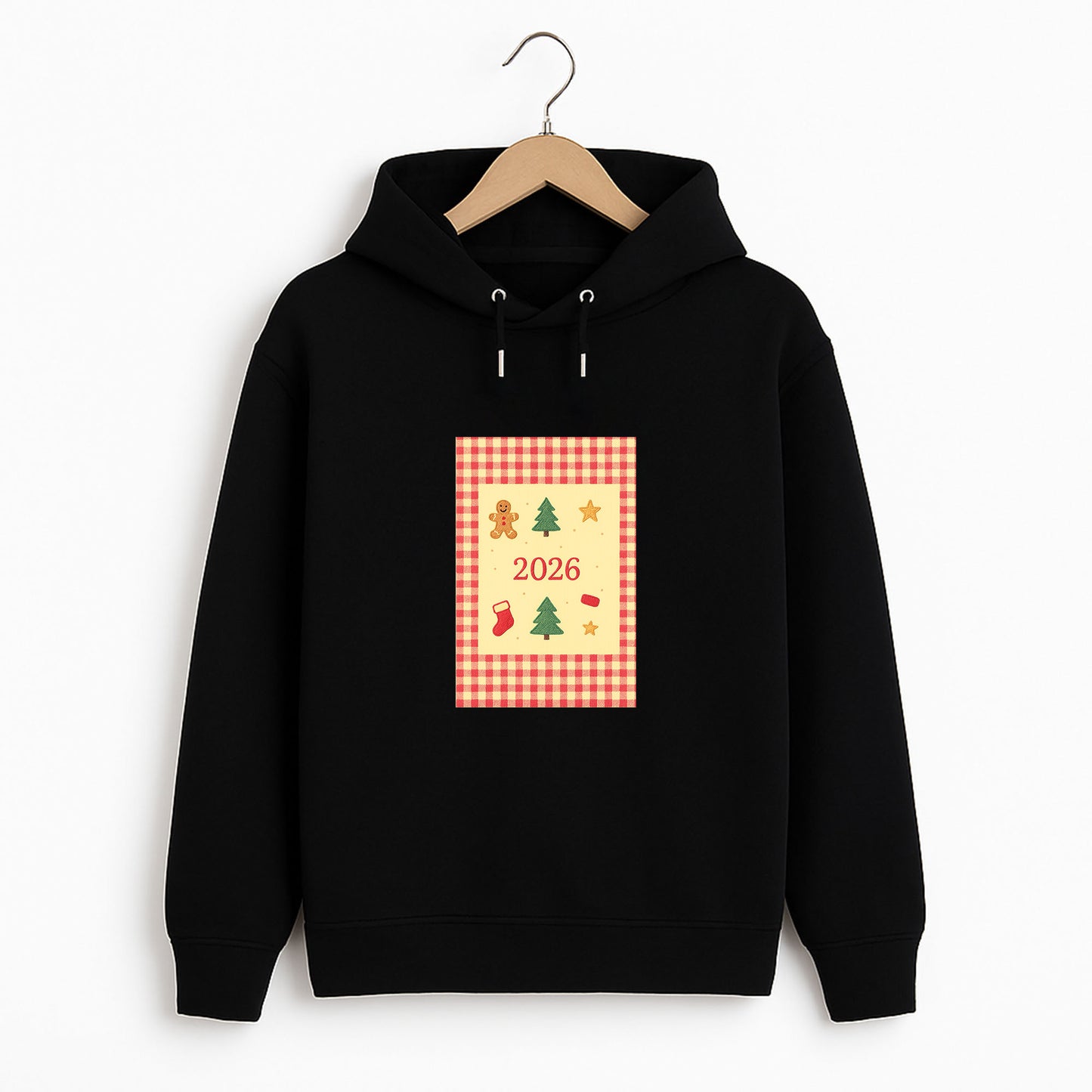 2026 Gingham Yılbaşı Desenli Yetişkin Sweatshirt