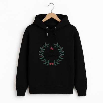 Minimal Noel Çelengi Geyik Desenli Yetişkin Sweatshirt