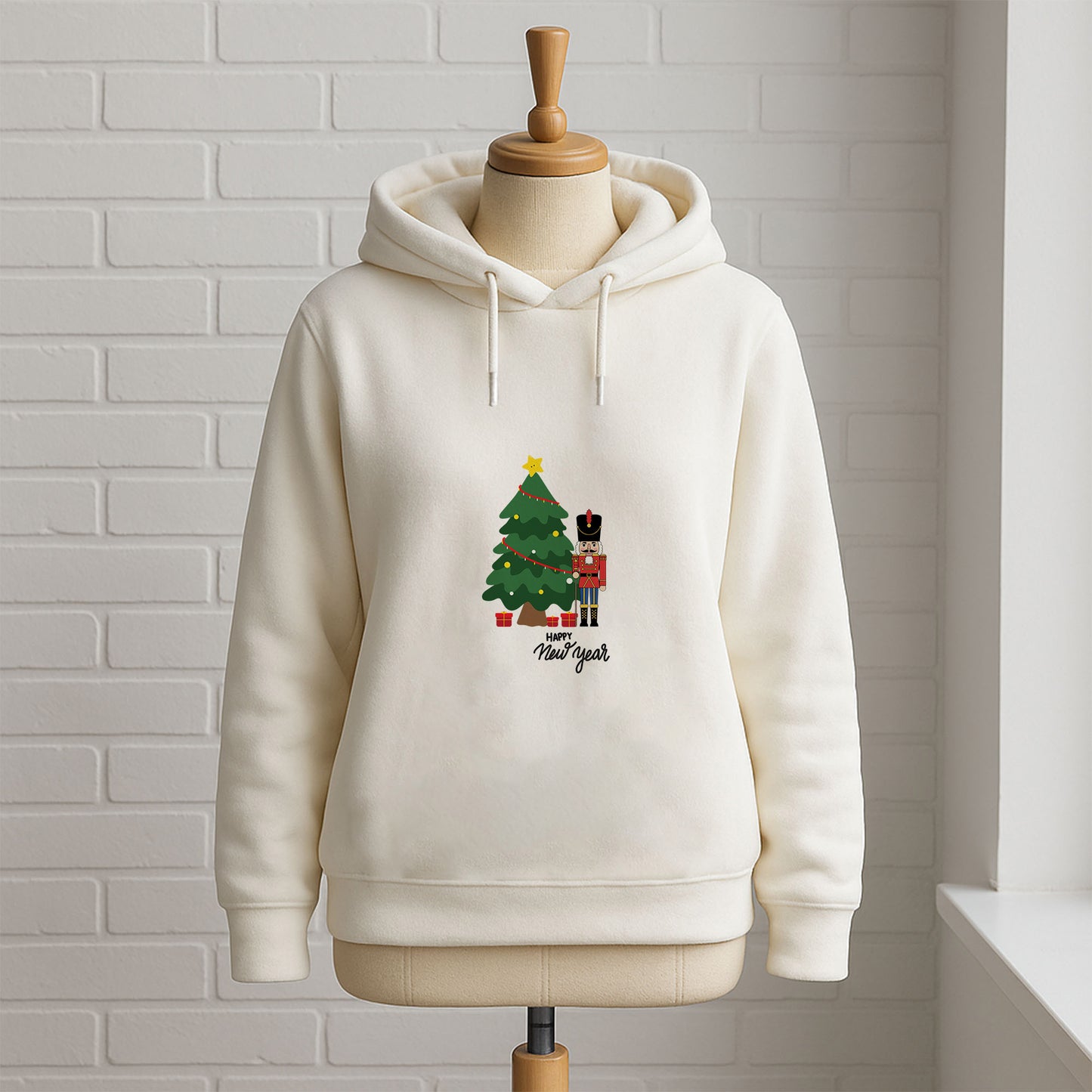 Çam Ağacı ve Nutcracker Figürlü Yılbaşı Yetişkin Sweatshirt