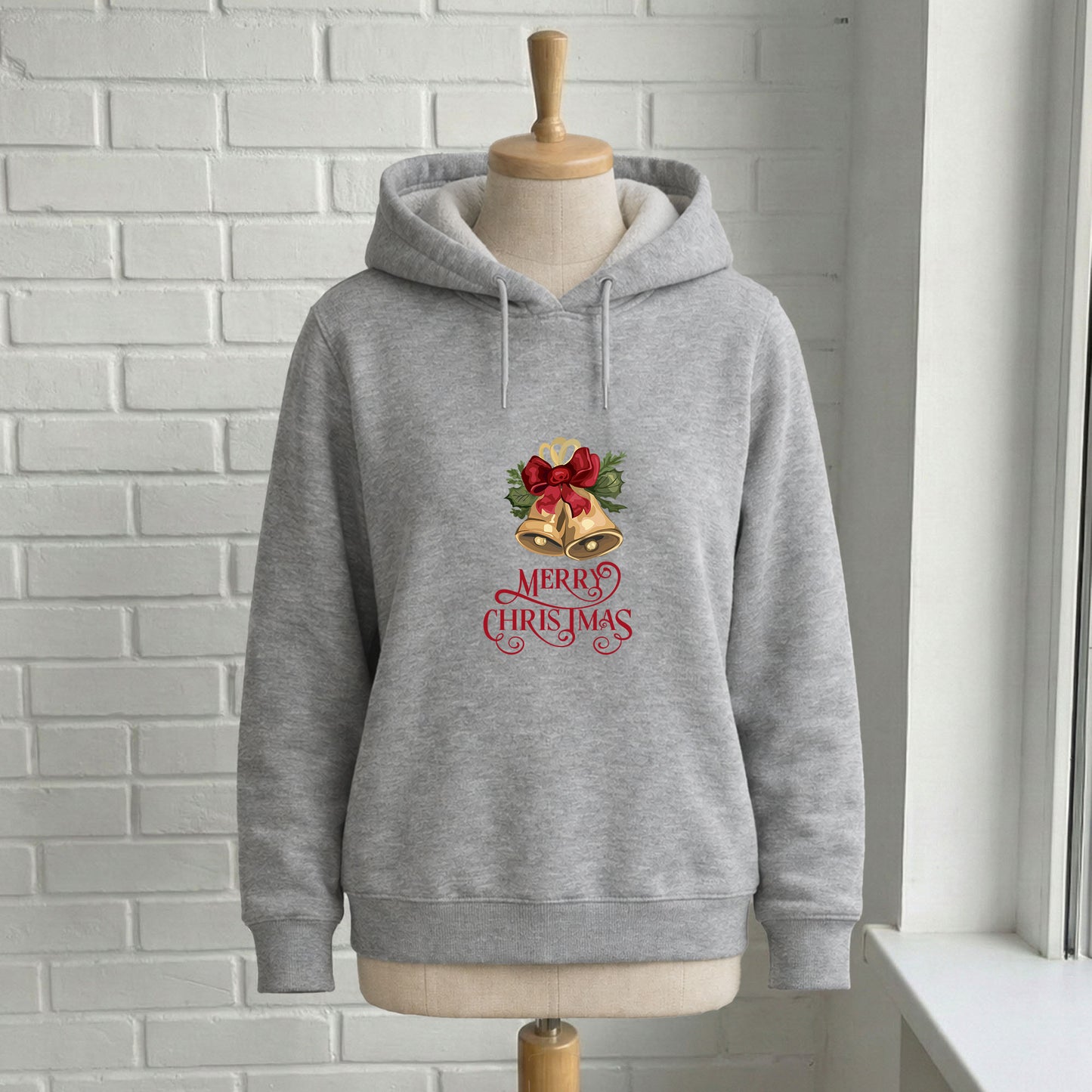 Altın Çanlar ve Merry Christmas Yazılı Yılbaşı Yetişkin Sweatshirt