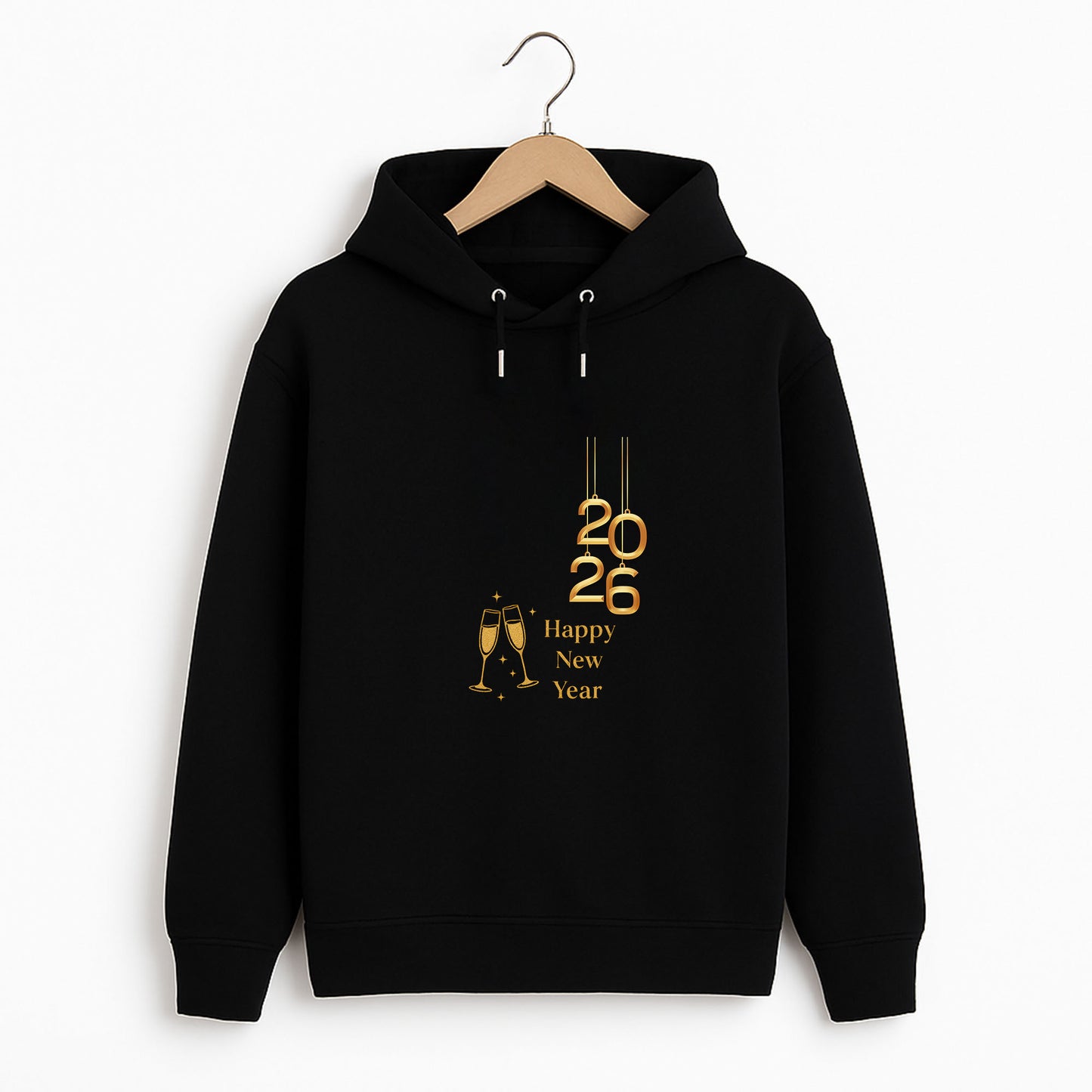 Altın 2026 ve Happy New Year Yazılı Yılbaşı Yetişkin Sweatshirt