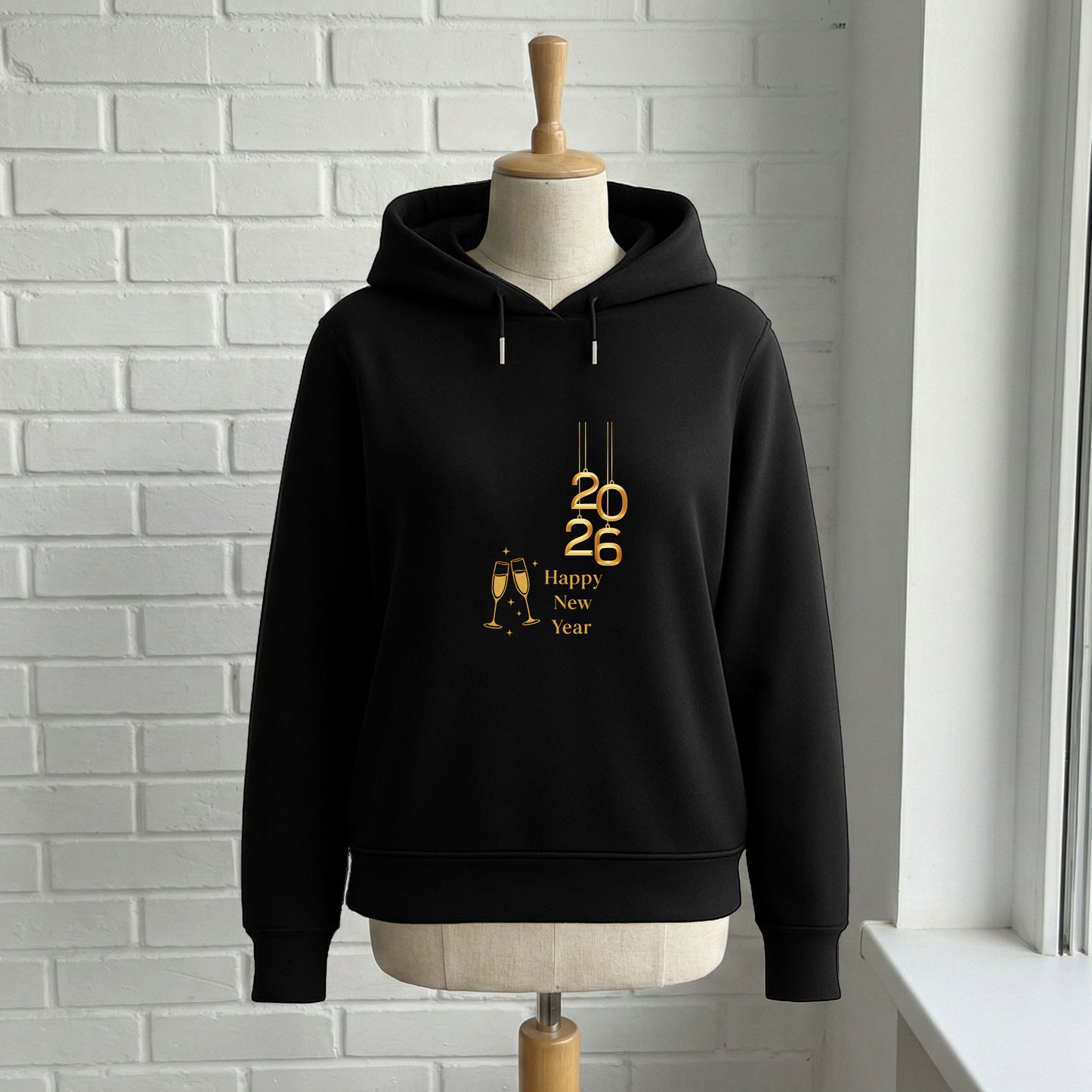 Altın 2026 ve Happy New Year Yazılı Yılbaşı Yetişkin Sweatshirt