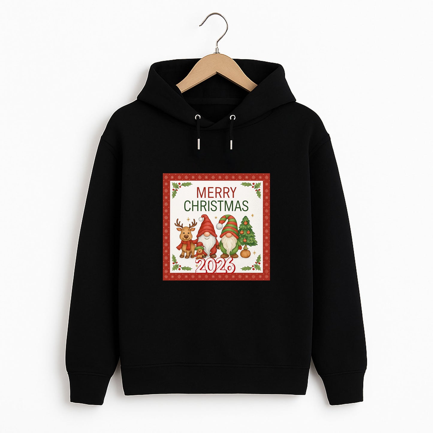 Merry Christmas 2026 Cüce ve Geyik Desenli Yılbaşı Yetişkin Sweatshirt