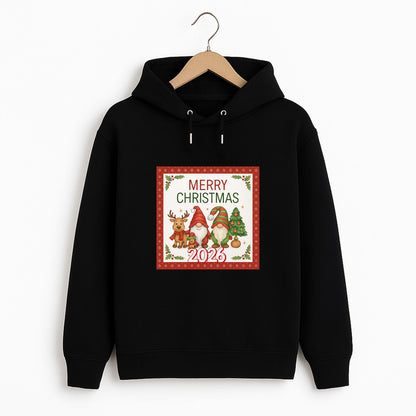 Merry Christmas 2026 Cüce ve Geyik Desenli Yılbaşı Yetişkin Sweatshirt