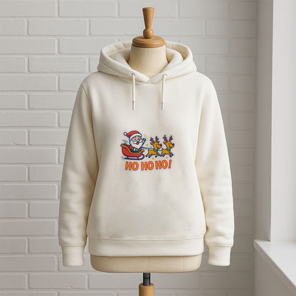 Ho Ho Ho Noel Baba ve Geyik Desenli Yılbaşı Yetişkin Sweatshirt