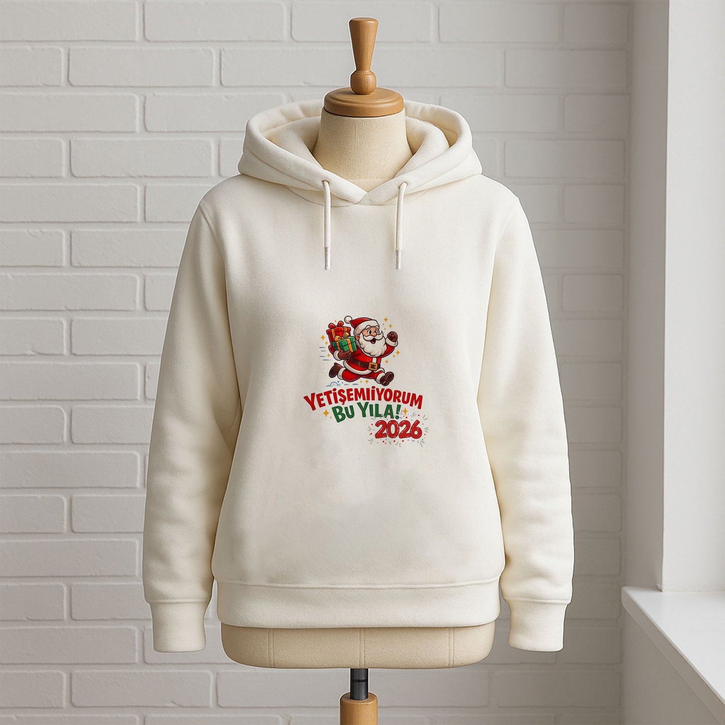 Yetişemiyorum Bu Yıla 2026 Noel Baba Baskılı Yılbaşı Sweatshirt