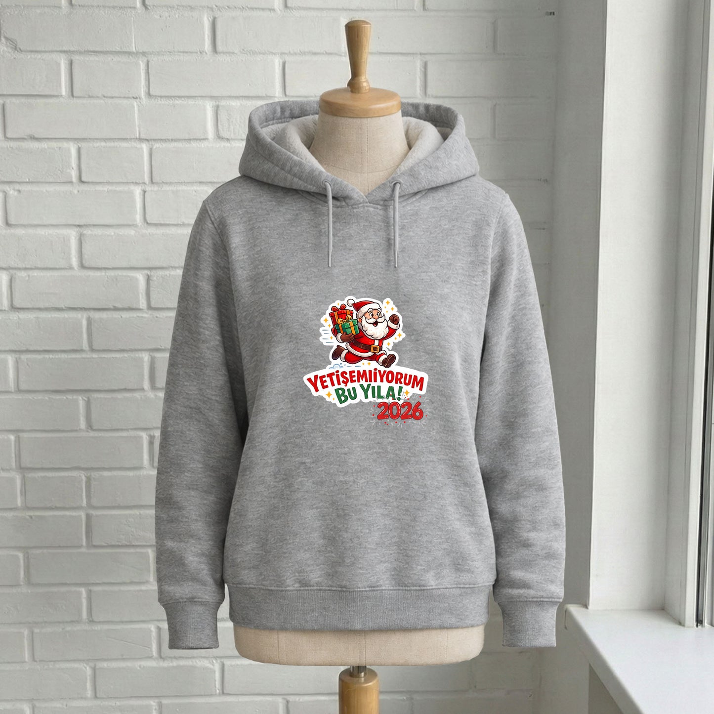 Yetişemiyorum Bu Yıla 2026 Noel Baba Baskılı Yılbaşı Sweatshirt