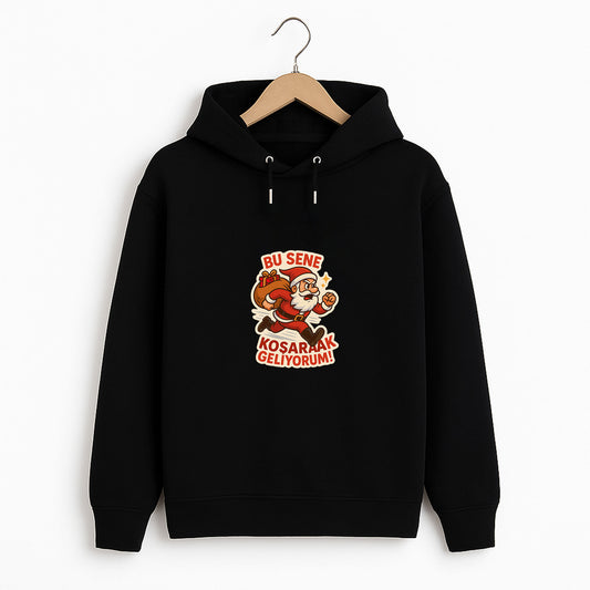 Bu Sene Koşarak Geliyorum Noel Baba Baskılı Yılbaşı Sweatshirt