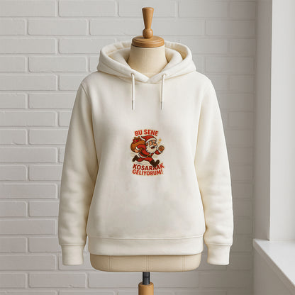 Bu Sene Koşarak Geliyorum Noel Baba Baskılı Yılbaşı Sweatshirt