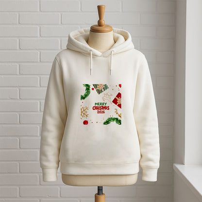 Merry Christmas 2026 Yılbaşı Temalı Çam Dalı ve Hediye Desenli Sweatshirt