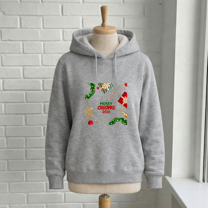 Merry Christmas 2026 Yılbaşı Temalı Çam Dalı ve Hediye Desenli Sweatshirt
