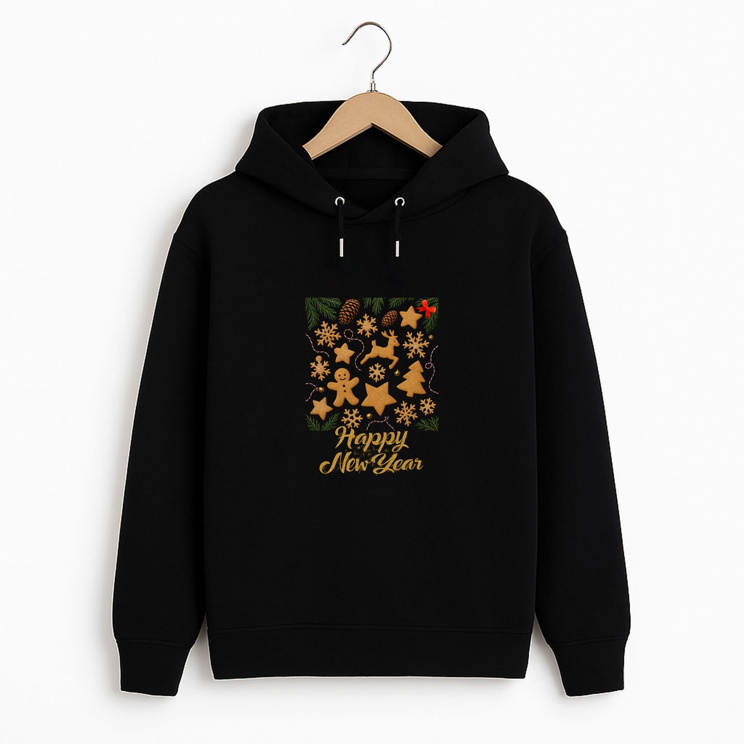 Zencefilli Kurabiye Figürlü Happy New Year Yılbaşı Sweatshirt