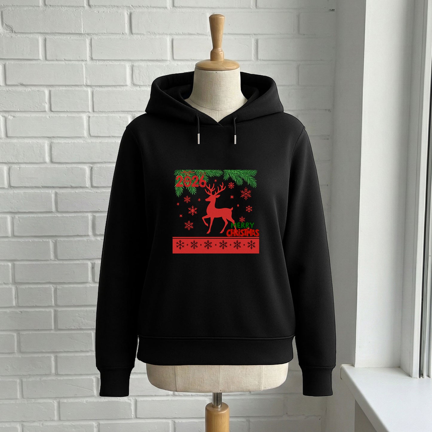 Kırmızı Geyik Merry Christmas 2026 Yılbaşı Sweatshirt