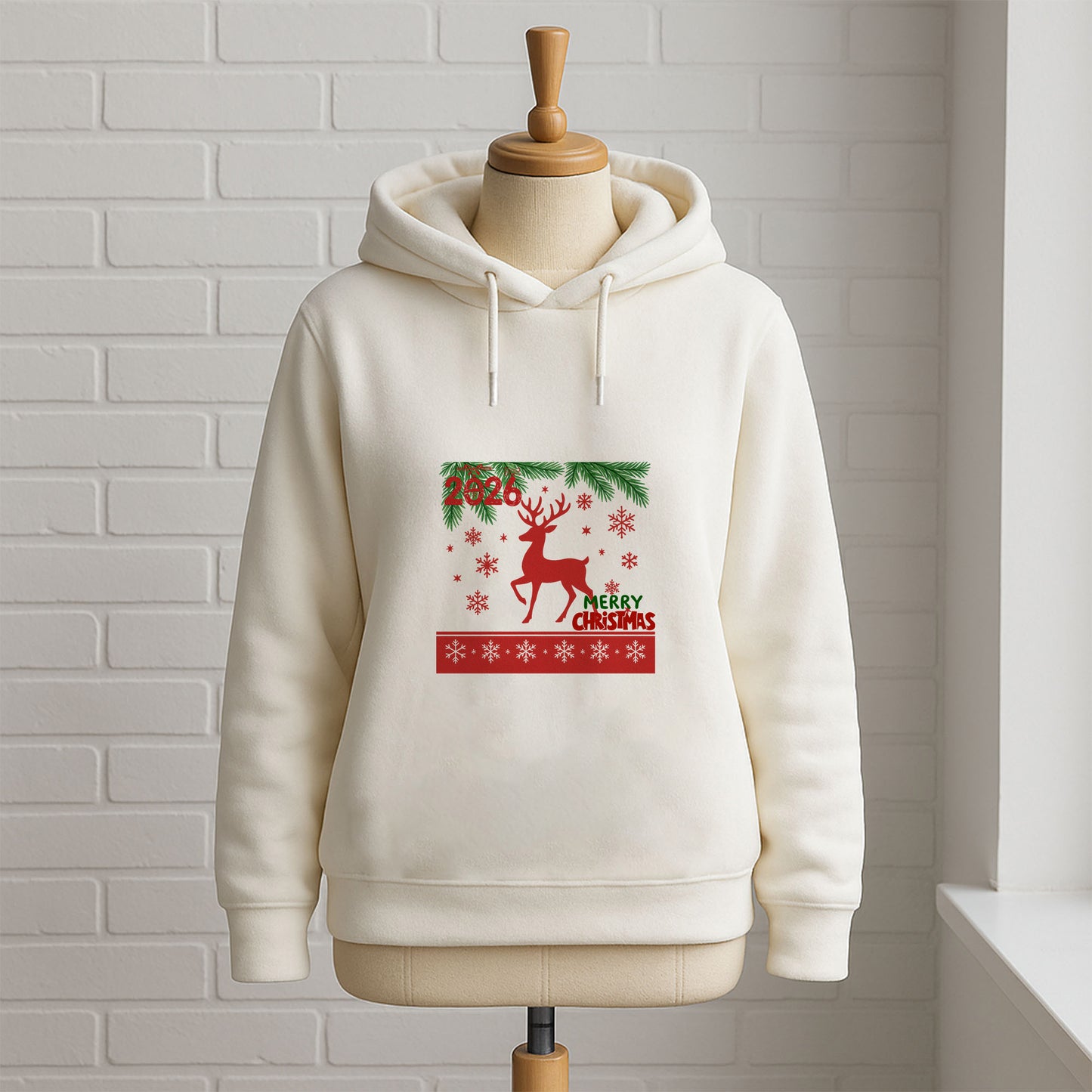 Kırmızı Geyik Merry Christmas 2026 Yılbaşı Sweatshirt