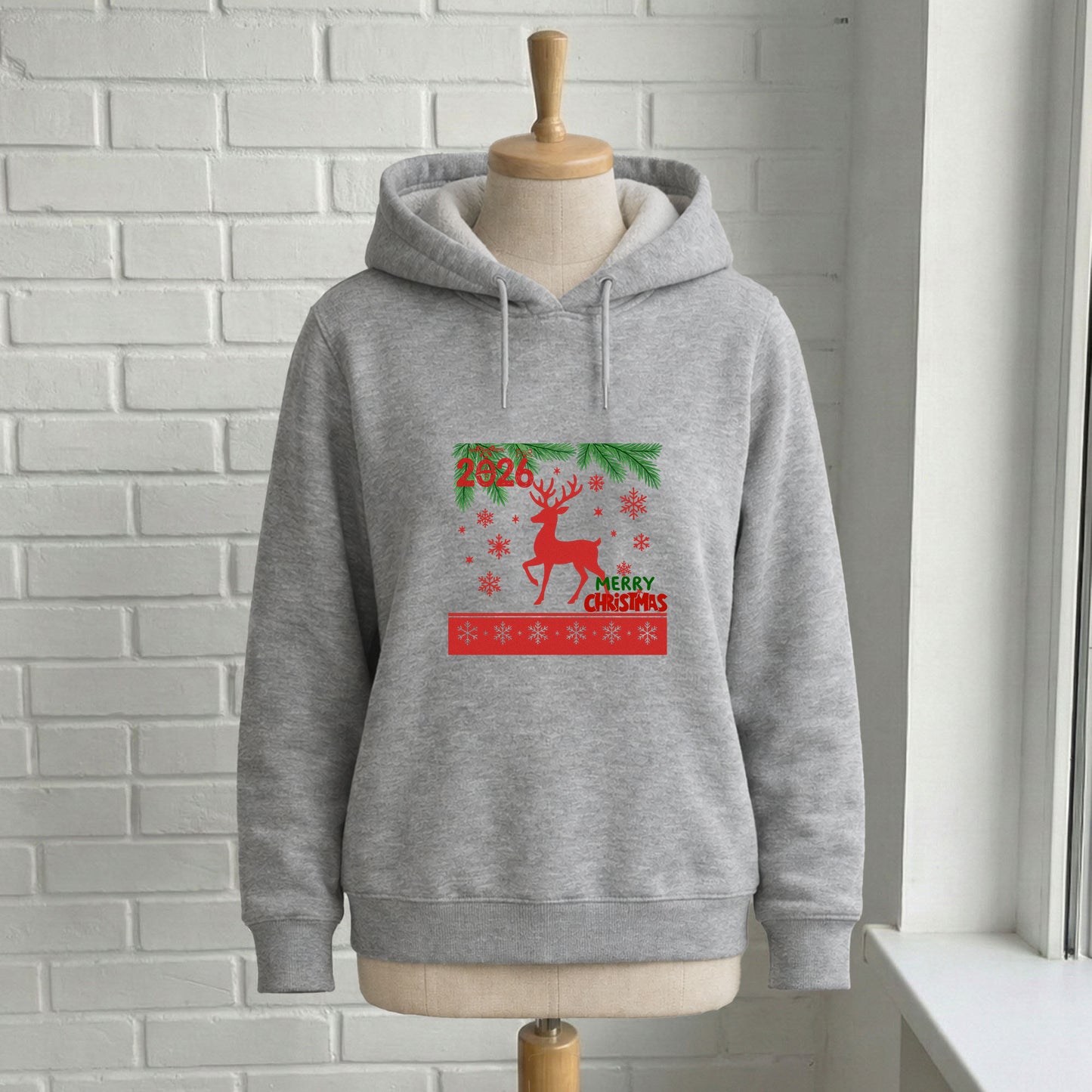 Kırmızı Geyik Merry Christmas 2026 Yılbaşı Sweatshirt