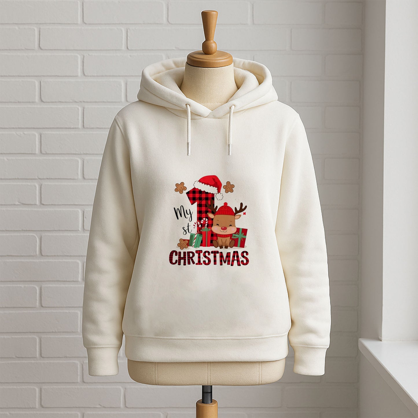 1 Yaş Yılbaşı Temalı Geyikli Bebek Sweatshirt