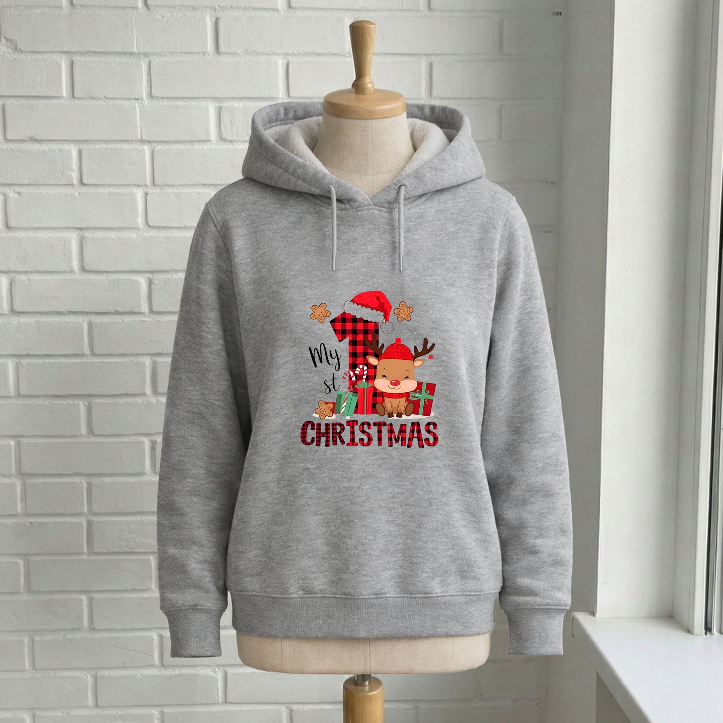 1 Yaş Yılbaşı Temalı Geyikli Bebek Sweatshirt