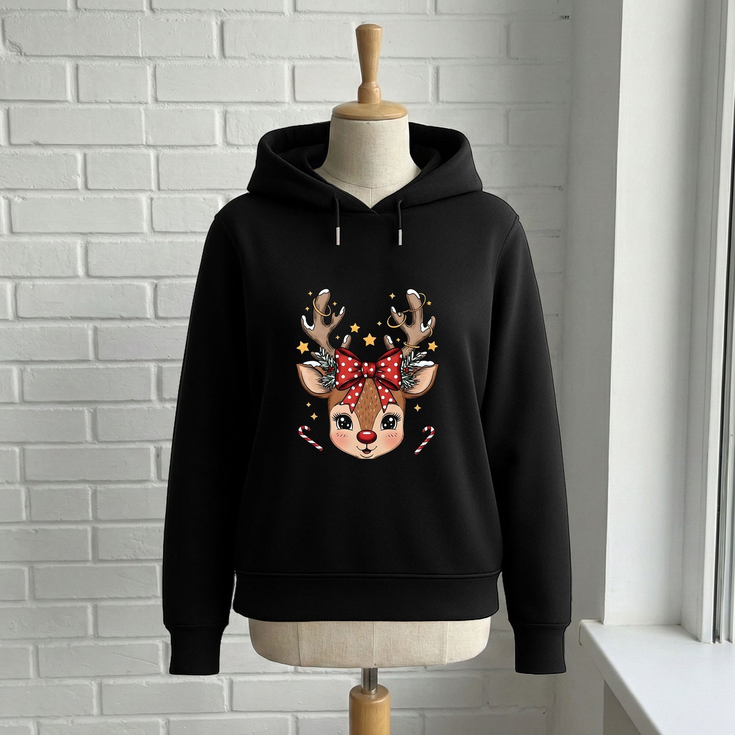 Fiyonklu Geyik Yılbaşı Temalı Yetişkin Sweatshirt