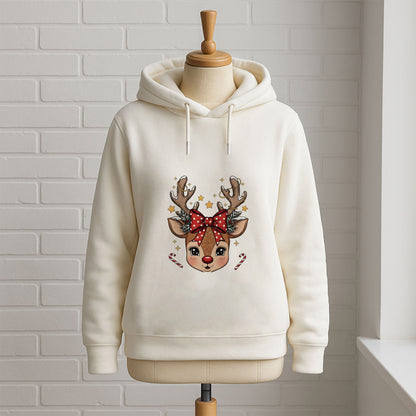 Fiyonklu Geyik Yılbaşı Temalı Yetişkin Sweatshirt