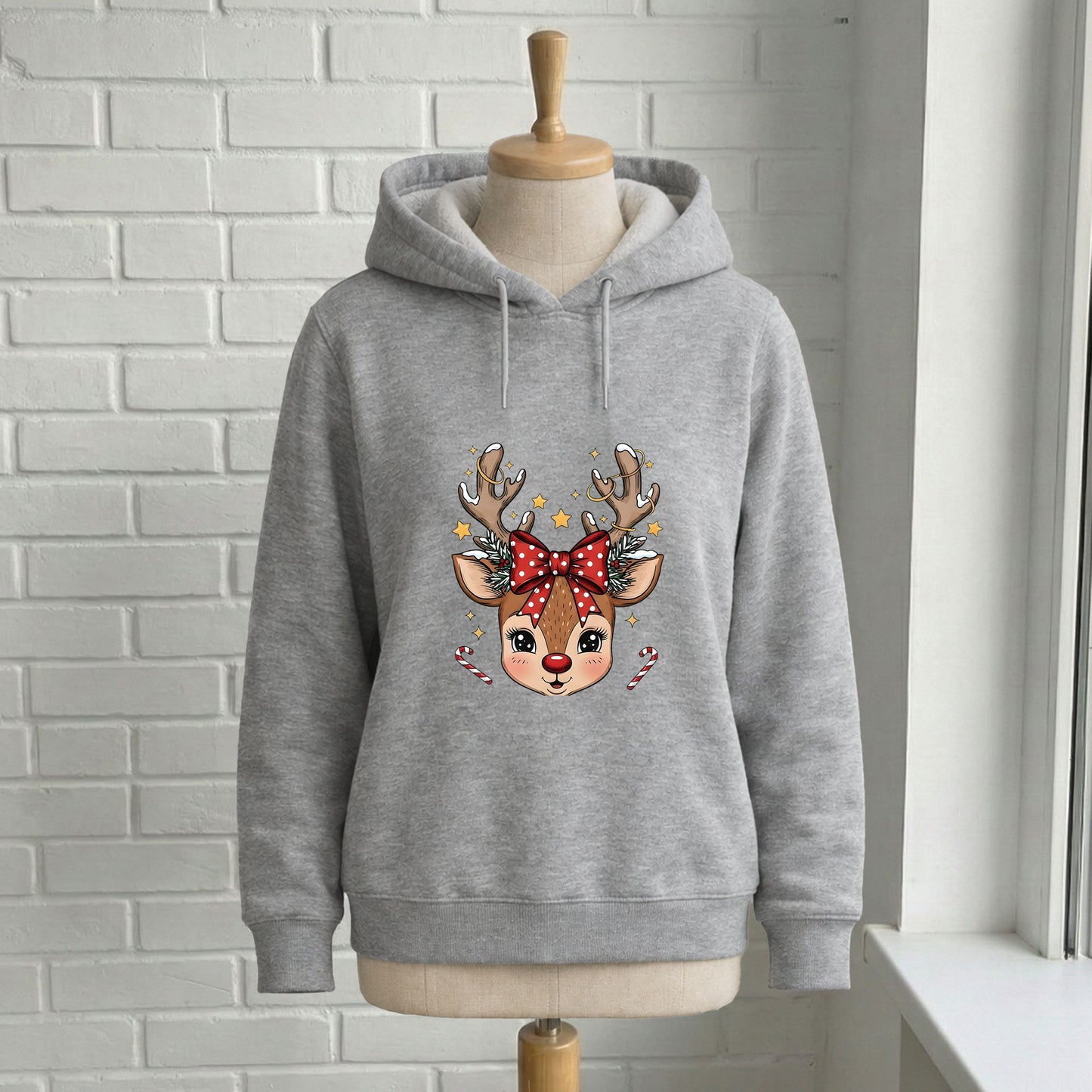 Fiyonklu Geyik Yılbaşı Temalı Yetişkin Sweatshirt