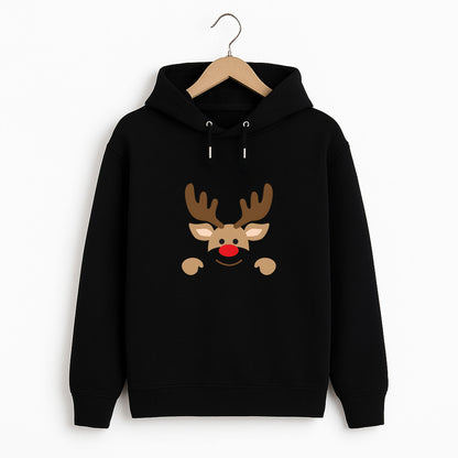 Sevimli Kırmızı Burunlu Geyik Yılbaşı Temalı Yetişkin Sweatshirt