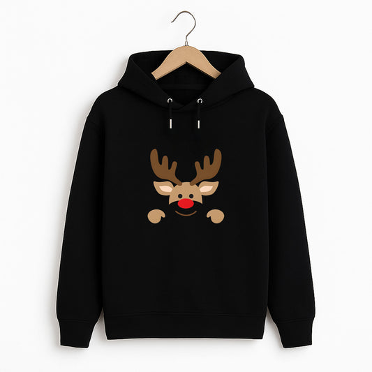 Sevimli Kırmızı Burunlu Geyik Yılbaşı Temalı Yetişkin Sweatshirt