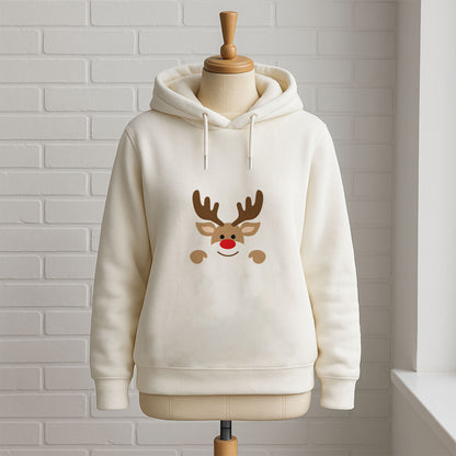 Sevimli Kırmızı Burunlu Geyik Yılbaşı Temalı Yetişkin Sweatshirt