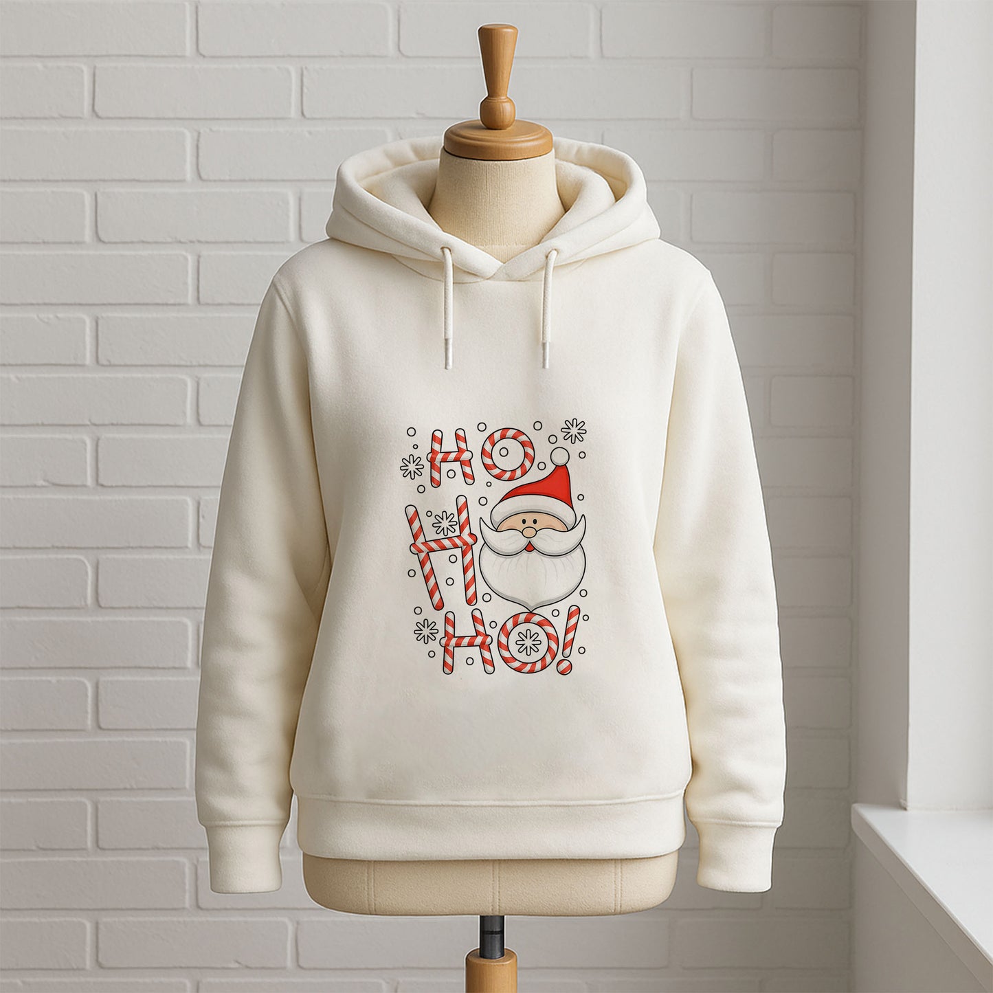 Ho Ho Ho Noel Baba Şeker Desenli Baskılı Yetişkin Sweatshirt