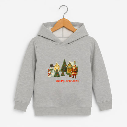 Happy New Year Köy Temalı Çocuk Sweatshirt – Kışlık Yılbaşı