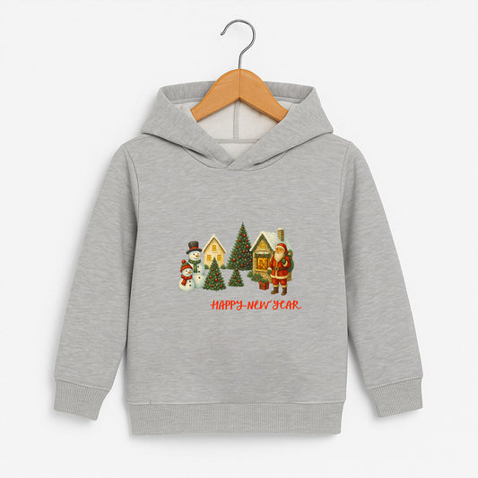 Happy New Year Köy Temalı Çocuk Sweatshirt – Kışlık Yılbaşı