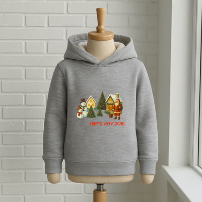 Happy New Year Köy Temalı Çocuk Sweatshirt – Kışlık Yılbaşı