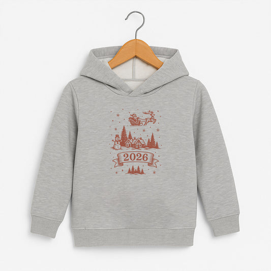 2026 Yılbaşı Köy Desenli Çocuk Sweatshirt – Kışlık Özel Tasarım