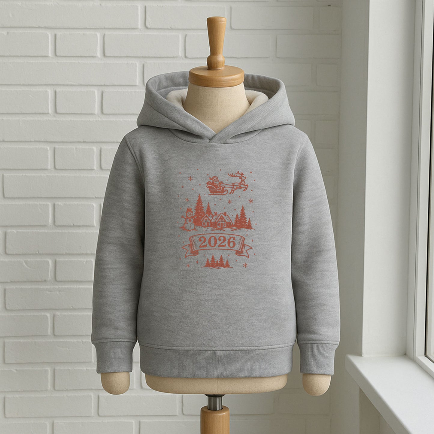 2026 Yılbaşı Köy Desenli Çocuk Sweatshirt – Kışlık Özel Tasarım