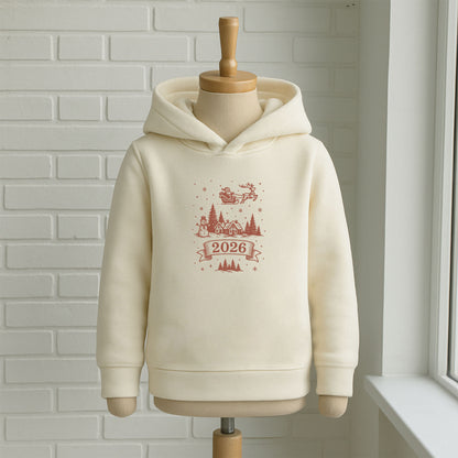 2026 Yılbaşı Köy Desenli Çocuk Sweatshirt – Kışlık Özel Tasarım