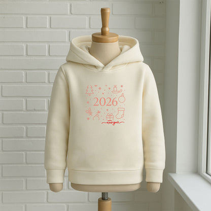 2026 Minimal Yılbaşı Desenli Çocuk Sweatshirt – Kışlık