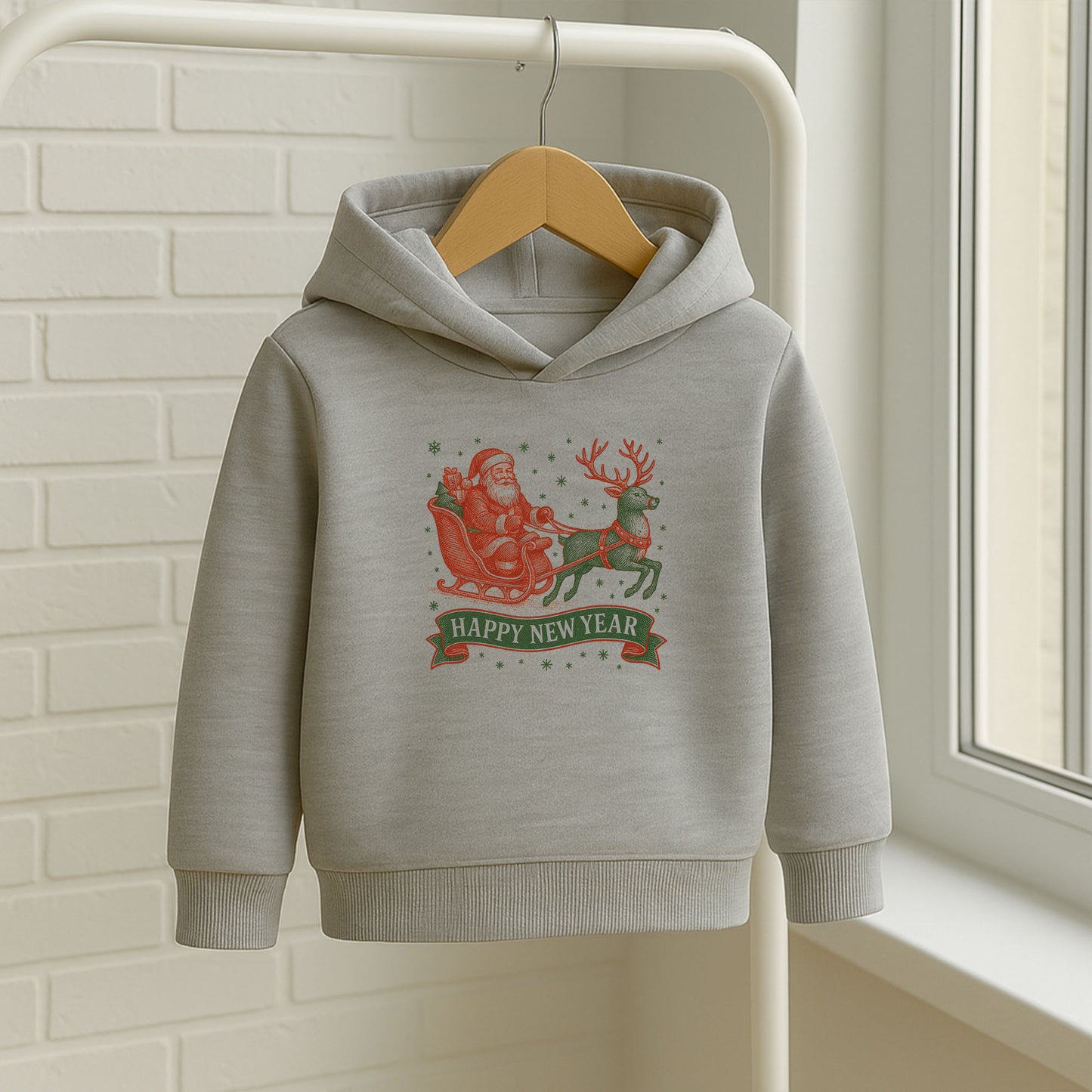Happy New Year Noel Baba Geyik Desenli Çocuk Sweatshirt – Kışlık
