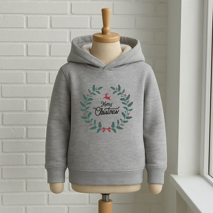 Merry Christmas Çelenk Desenli Çocuk Sweatshirt – Kışlık