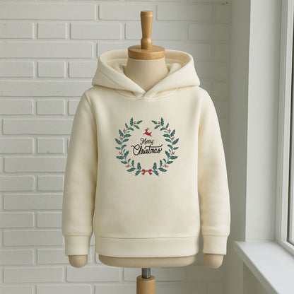 Merry Christmas Çelenk Desenli Çocuk Sweatshirt – Kışlık