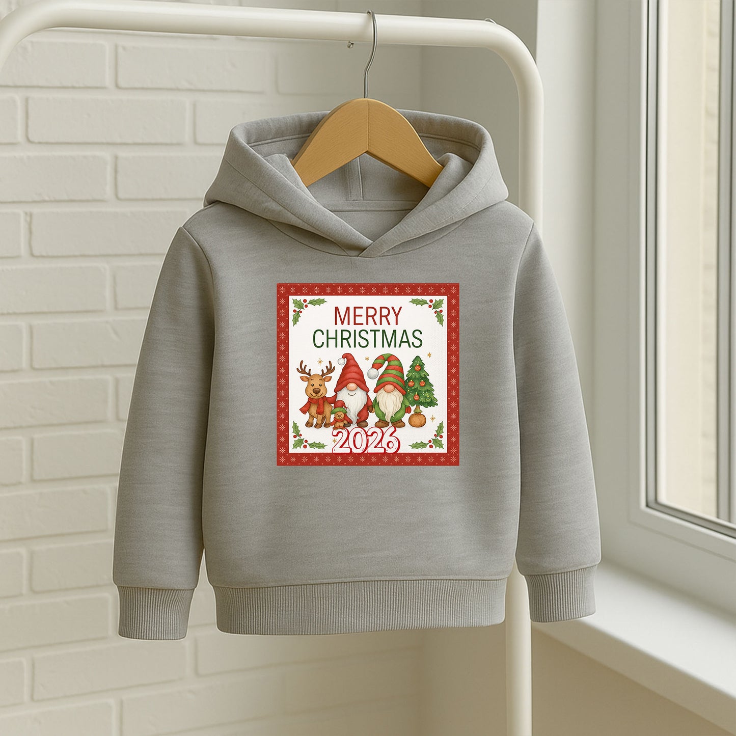 Merry Christmas 2026 Gnome Desenli Çocuk Sweatshirt