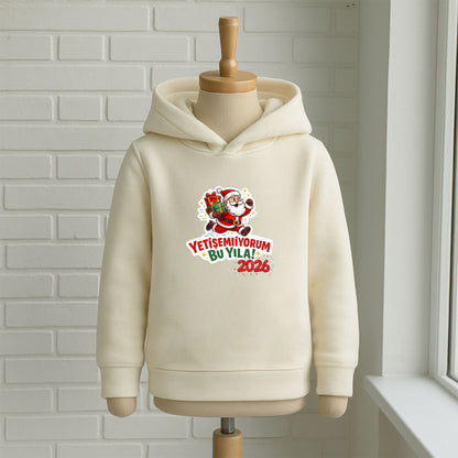 Yetişemiyorum Bu Yıla 2026 Noel Baba Desenli Çocuk Sweatshirt
