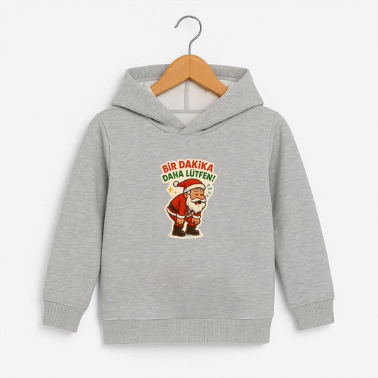 Bir Dakika Daha Lütfen Noel Baba Desenli Çocuk Sweatshirt