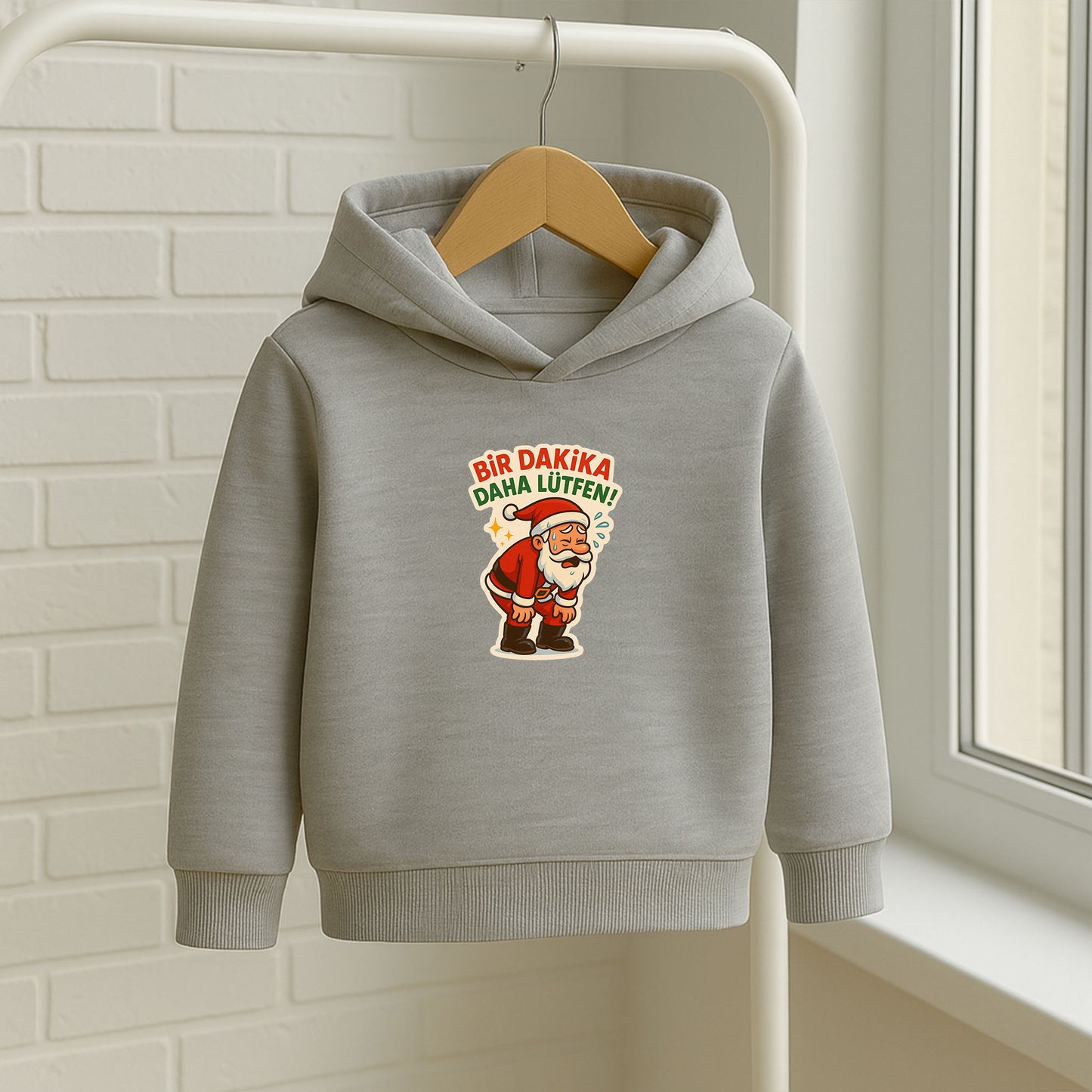 Bir Dakika Daha Lütfen Noel Baba Desenli Çocuk Sweatshirt