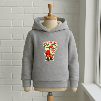 Bir Dakika Daha Lütfen Noel Baba Desenli Çocuk Sweatshirt