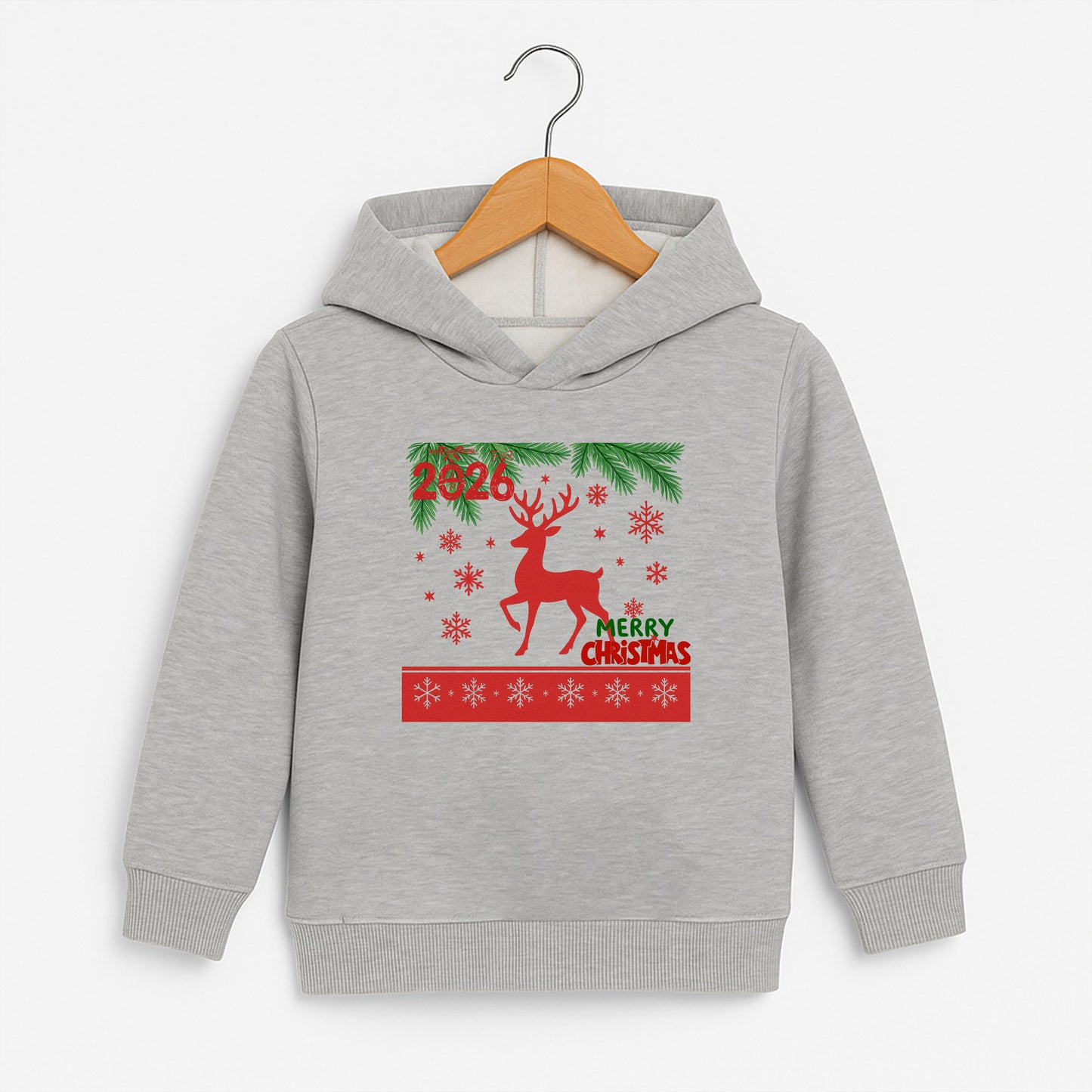 Kırmızı Geyik Merry Christmas 2026 Çocuk Sweatshirt – Yılbaşı Temalı