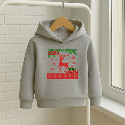 Kırmızı Geyik Merry Christmas 2026 Çocuk Sweatshirt – Yılbaşı Temalı