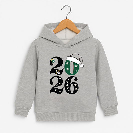 2026 Yılbaşı Temalı Çocuk Sweatshirt – Noel Şapkası & Kar Tanesi Desenli