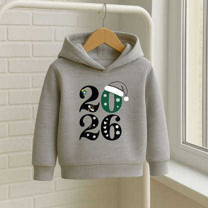 2026 Yılbaşı Temalı Çocuk Sweatshirt – Noel Şapkası & Kar Tanesi Desenli
