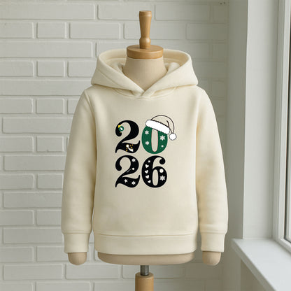 2026 Yılbaşı Temalı Çocuk Sweatshirt – Noel Şapkası & Kar Tanesi Desenli